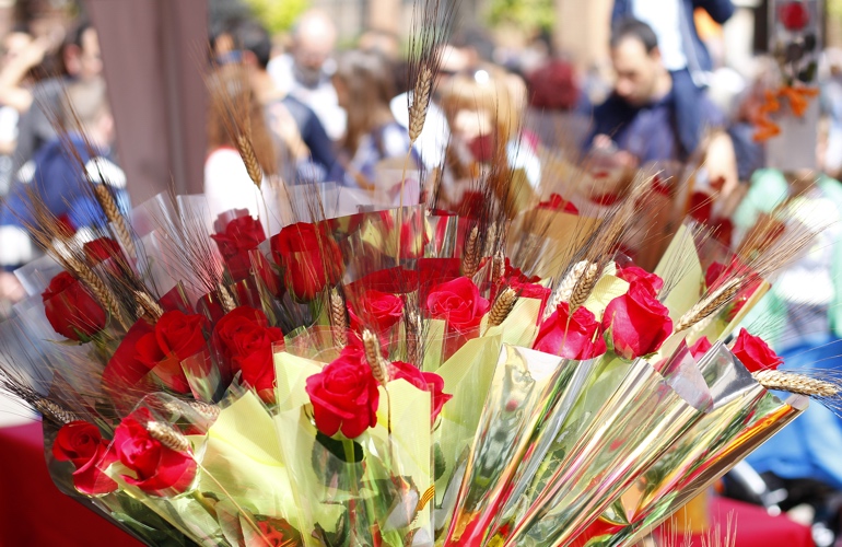 Roses on Fiesta Sant Jordi in Barcelona